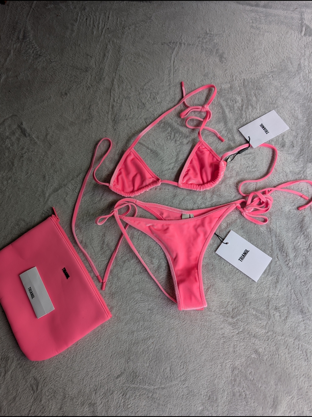 triangl swimwear Pink String Triangle Bikini Set